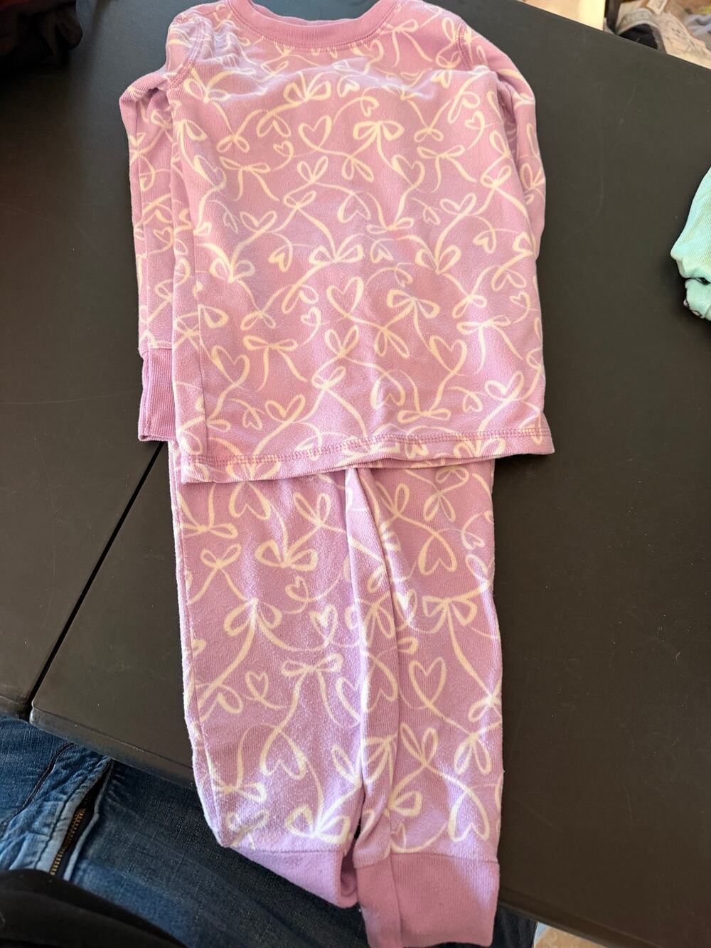 Old Navy Purple Bow Heart 2-Piece Pajamas Set — Unisex XS (5)